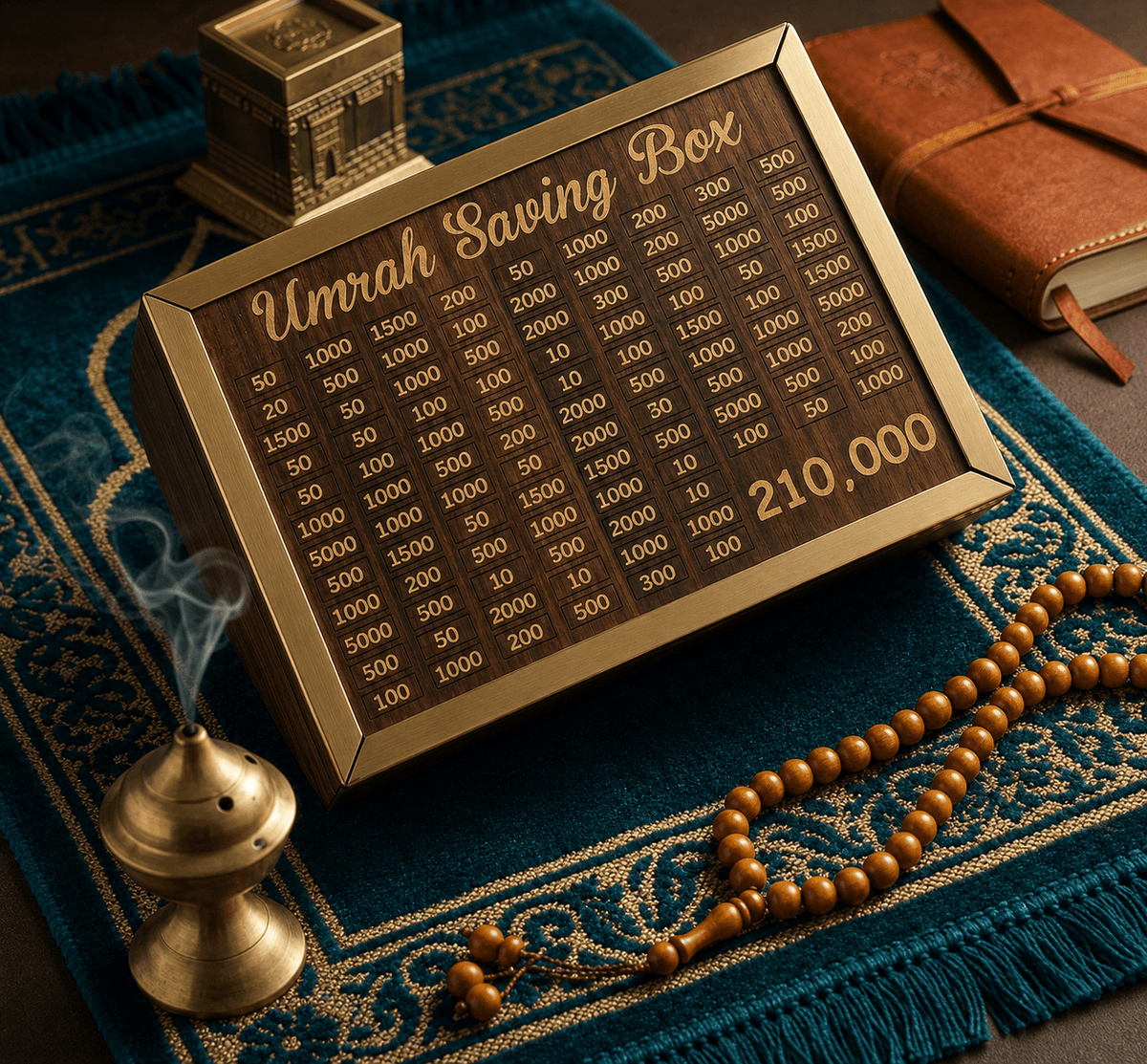 Premium Umrah Saving Box – 210,000 PKR Goal