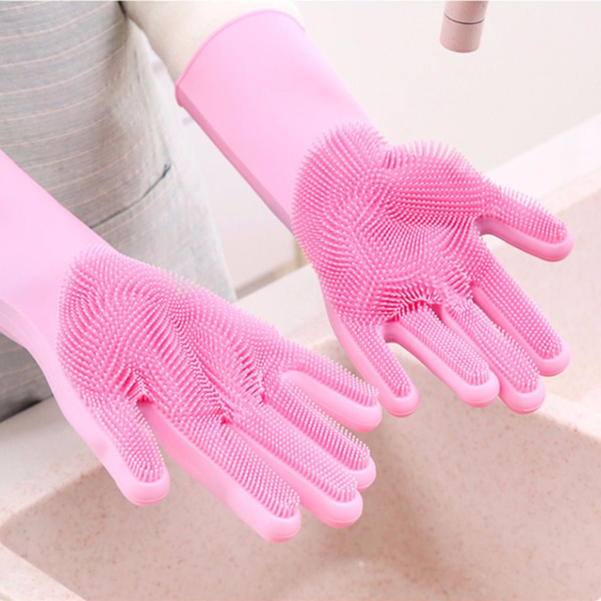 Silicone Washing Gloves – 2pcs Full Finger Scrubber - pak trove