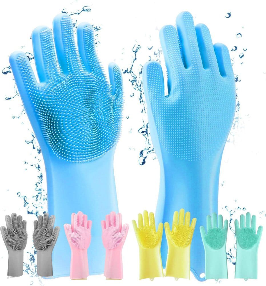 Silicone Washing Gloves – 2pcs Full Finger Scrubber