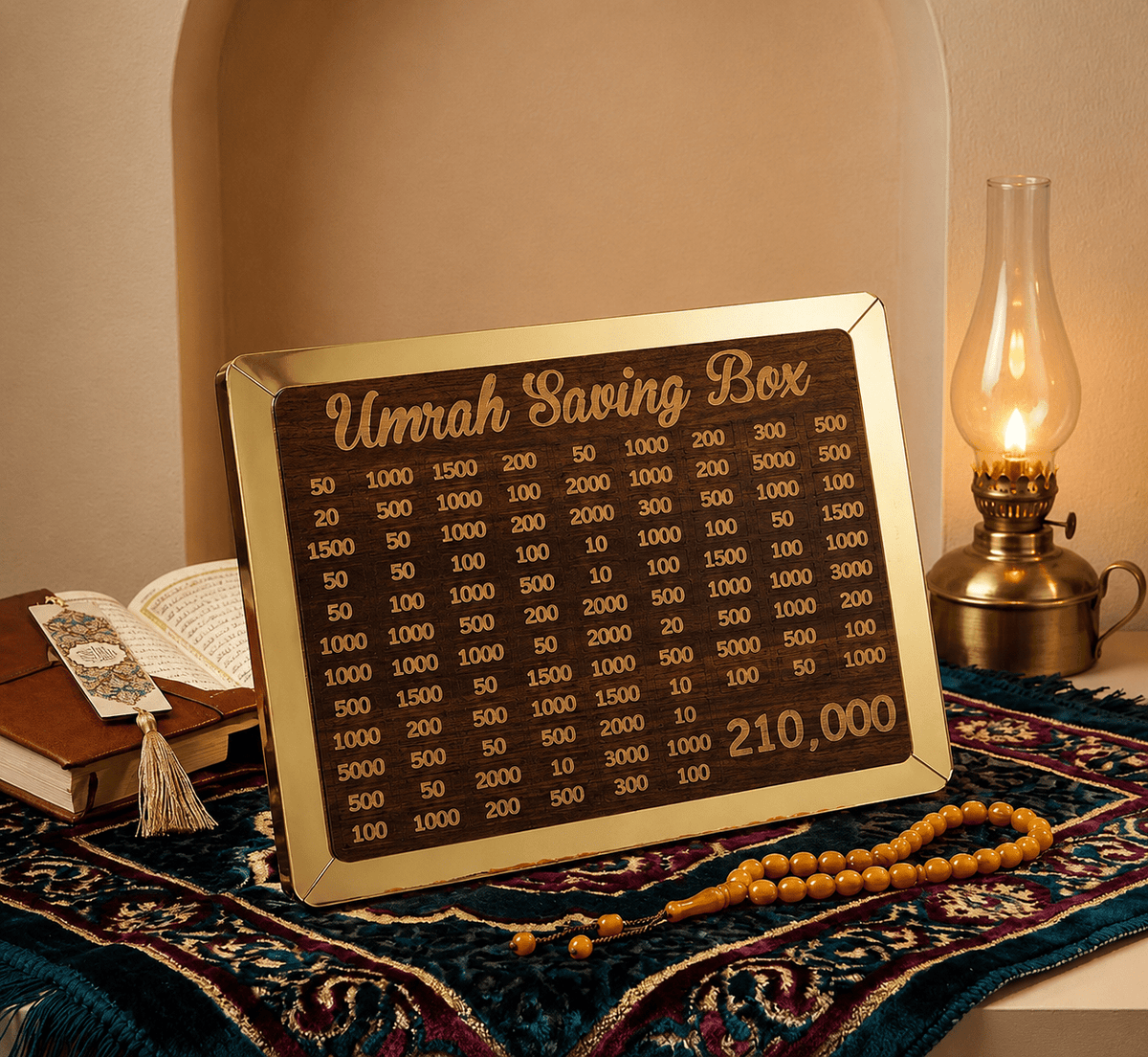 Premium Umrah Saving Box – 210,000 PKR Goal