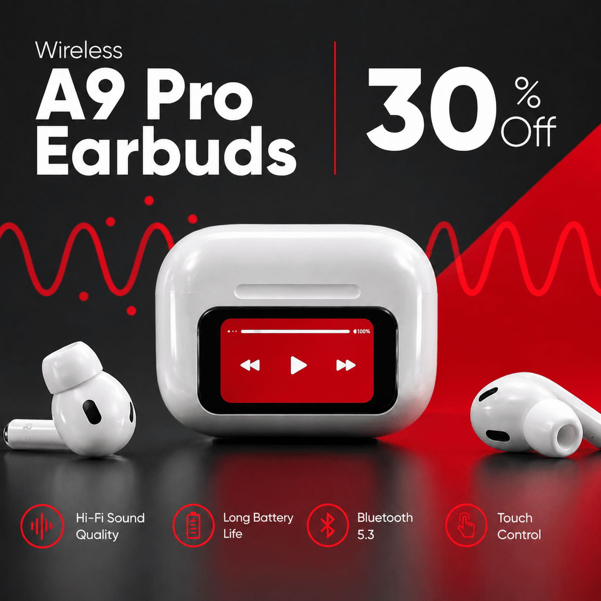AirPods Pro A9 – ANC ENC Noise Cancelling Earbuds